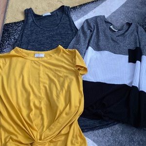 Three different tops, all together